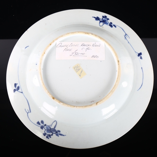 184 - A Chinese Kangxi Period blue and white porcelain plate, diameter 27cm