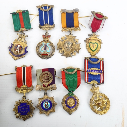 197 - A collection of Order of Buffalos Grand Knights Chapter of St John regalia, including 8 silver-gilt ... 