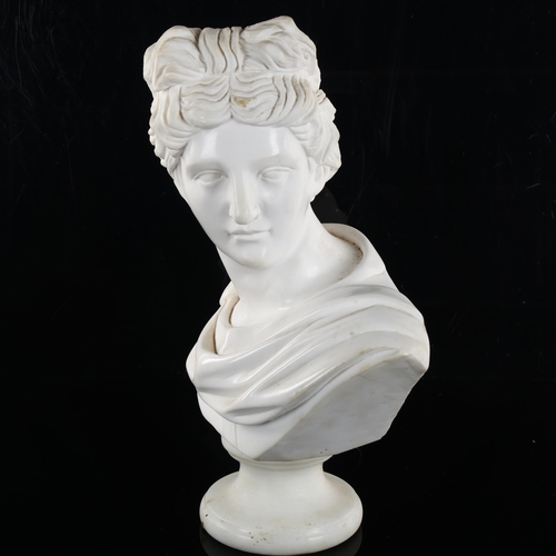 201 - A white marble Classical bust, height 40cm, probably mid-late 20th century