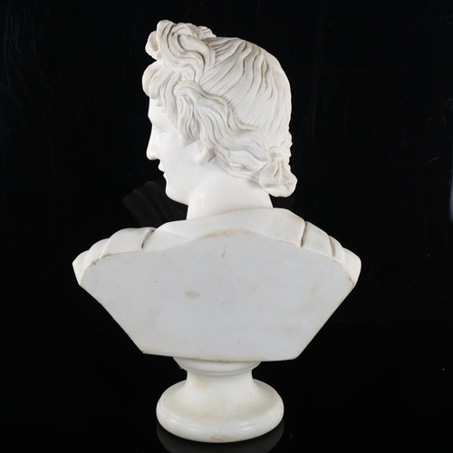 201 - A white marble Classical bust, height 40cm, probably mid-late 20th century