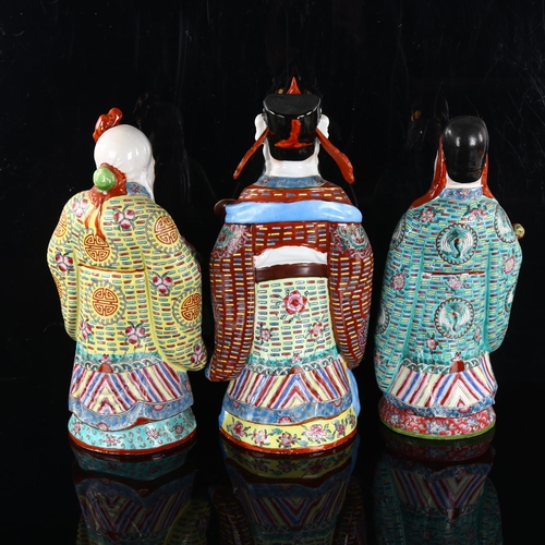 206 - A set of 3 Chinese porcelain deities representing prosperity, status and longevity, largest height 3... 