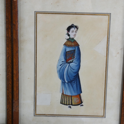 226 - 6 x 19th century Chinese watercolours on rice paper, depicting court figures and archers, framed (7)