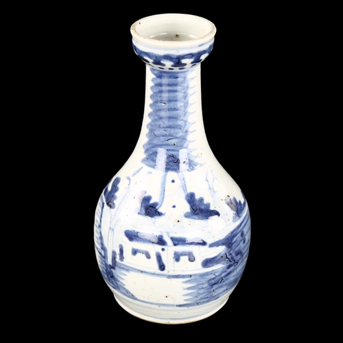 228 - A Chinese blue and white porcelain vase with painted decoration, height 19cm