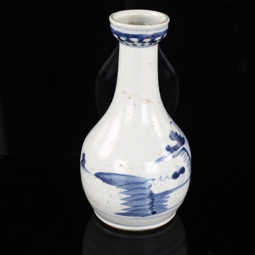 228 - A Chinese blue and white porcelain vase with painted decoration, height 19cm