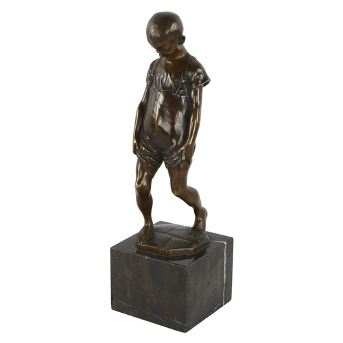 230 - Eduard Weber (1865 - 1940), bronze sculpture, portrait of a child, signed on black marble base, heig... 