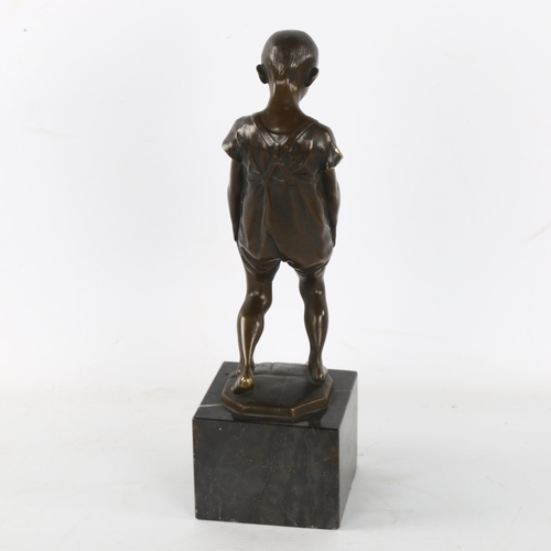 230 - Eduard Weber (1865 - 1940), bronze sculpture, portrait of a child, signed on black marble base, heig... 