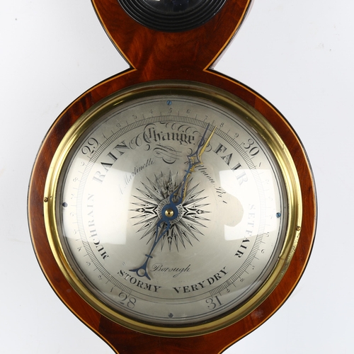 258 - A 19th century mahogany-cased wheel barometer, engraved silvered dial signed A Martinelli of Union S... 