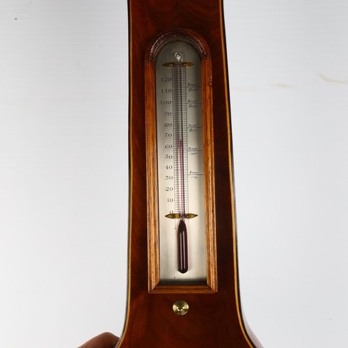 258 - A 19th century mahogany-cased wheel barometer, engraved silvered dial signed A Martinelli of Union S... 