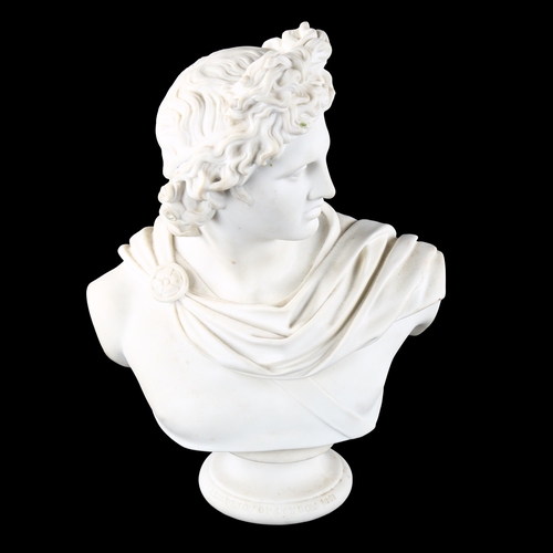 263 - C Delpech, Art Union Of London Parian porcelain Classical bust dated 1861, height 32cm