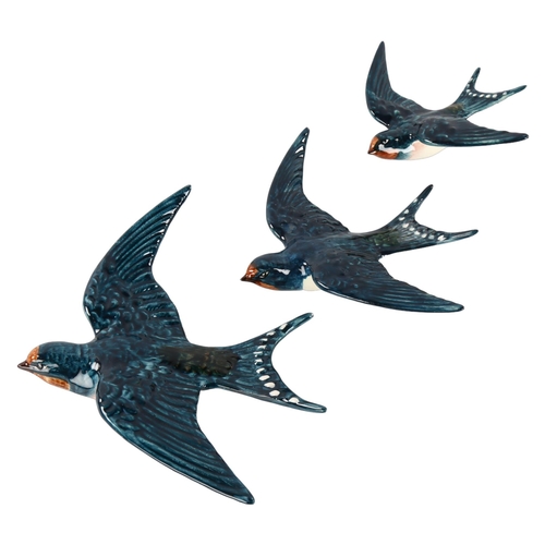 268 - A set of 3 Beswick wall-hanging Swallows, model 757, longest 15cm