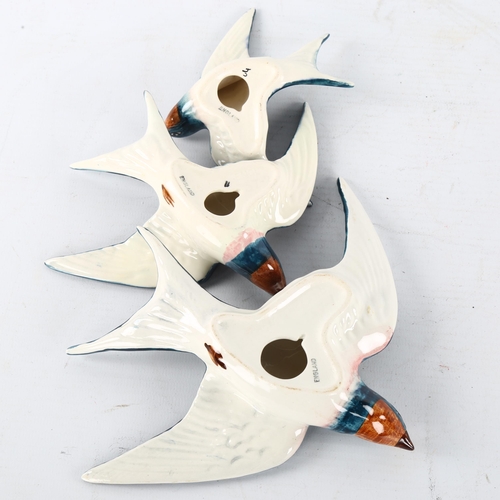 268 - A set of 3 Beswick wall-hanging Swallows, model 757, longest 15cm