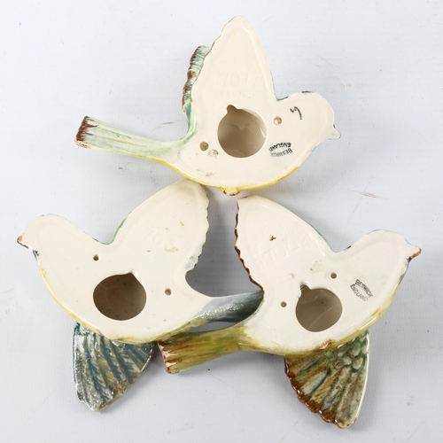 269 - 3 Beswick wall-hanging Bluetits, models 705, 706 and 707, longest 12cm