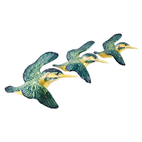 271 - A set of 3 Beswick wall-hanging Kingfishers, model 729-1-2-3, makers marks, longest 20cm