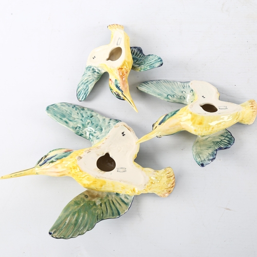 271 - A set of 3 Beswick wall-hanging Kingfishers, model 729-1-2-3, makers marks, longest 20cm