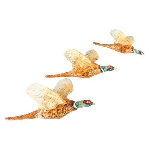 272 - A set of 3 Beswick wall-hanging Pheasants, model 661-1-2-3, makers marks, longest 31cm