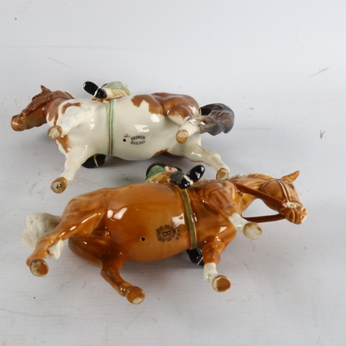 275 - 2 Beswick models of girls on ponies, makers stamp, height 14cm