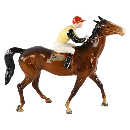 276 - A Beswick race horse and jockey, makers stamp, height 22cm