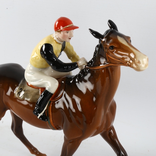 276 - A Beswick race horse and jockey, makers stamp, height 22cm