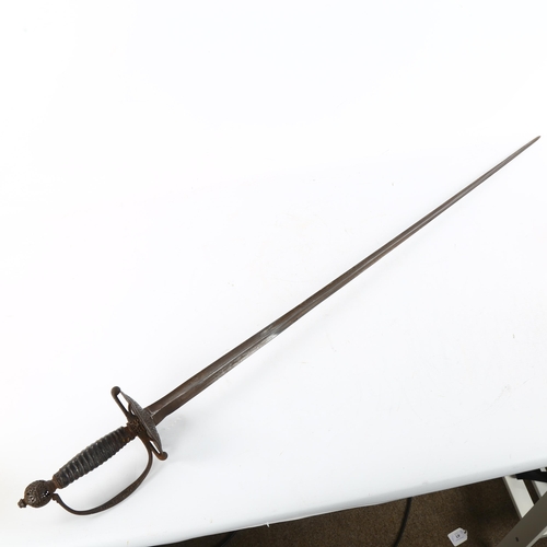 282 - An Antique Continental sword, probably 18th or 19th century, with pierced guard and pommel, length 9... 