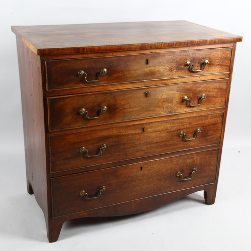 233 - George III mahogany chest of 4 long graduated drawers of small size, width 88cm, depth 47cm, height ... 