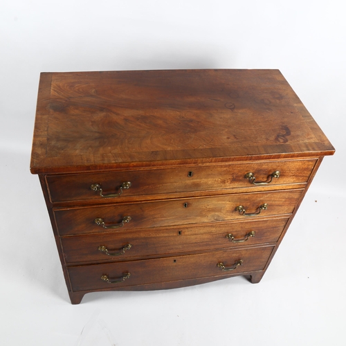 233 - George III mahogany chest of 4 long graduated drawers of small size, width 88cm, depth 47cm, height ... 