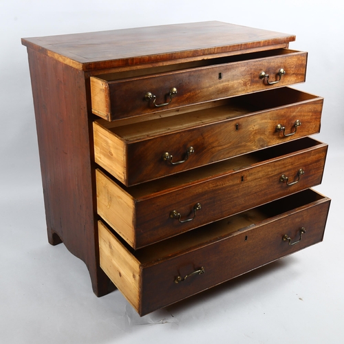 233 - George III mahogany chest of 4 long graduated drawers of small size, width 88cm, depth 47cm, height ... 