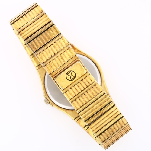 1007 - FAVRE-LEUBA - a mid-size gold plated stainless steel quartz bracelet watch, ref. 3949.51, black dial... 