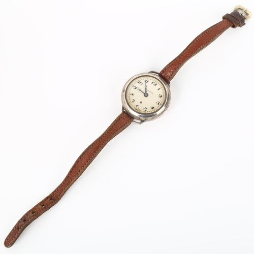 1010 - HARWOOD - an early 20th century silver 'Bumper' automatic wristwatch, circa 1929, silvered chequerbo... 