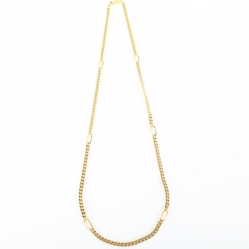 1076 - A 9ct gold flat curb link chain necklace, import hallmarks Birmingham 1979, necklace length 60cm, 26... 