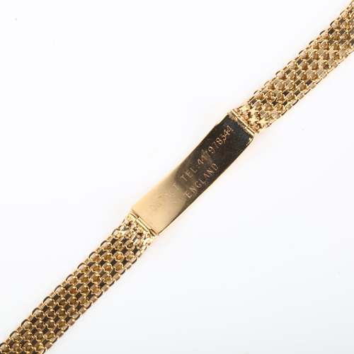 1099 - An Italian 14ct gold identity bracelet, length 21cm, 22.5g