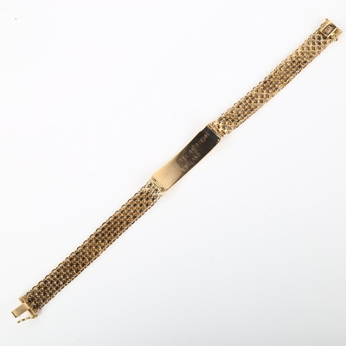 1099 - An Italian 14ct gold identity bracelet, length 21cm, 22.5g