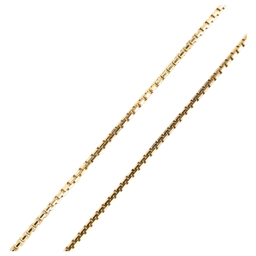 1107 - A 9ct gold box link chain necklace, necklace length 42cm, 9g