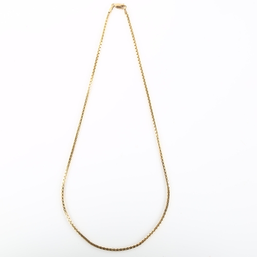 1107 - A 9ct gold box link chain necklace, necklace length 42cm, 9g