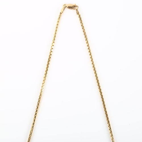 1107 - A 9ct gold box link chain necklace, necklace length 42cm, 9g