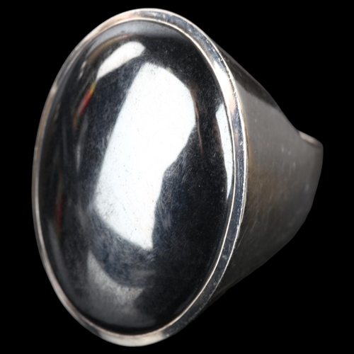 1248 - ALLAN BORGE LARSEN - a large Danish sterling silver hematite dress ring, setting height 32mm, size N... 