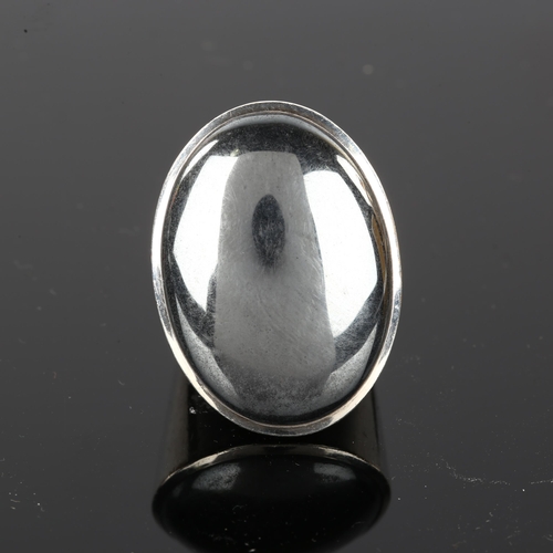 1248 - ALLAN BORGE LARSEN - a large Danish sterling silver hematite dress ring, setting height 32mm, size N... 