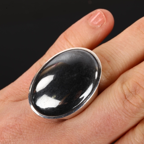 1248 - ALLAN BORGE LARSEN - a large Danish sterling silver hematite dress ring, setting height 32mm, size N... 