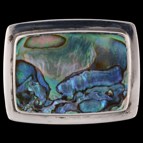 1251 - PALLE BISGAARD - a Danish modernist sterling silver and abalone panel brooch, model no. 8, brooch le... 