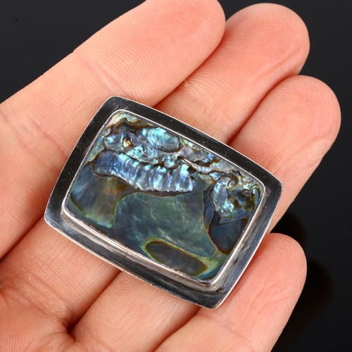 1251 - PALLE BISGAARD - a Danish modernist sterling silver and abalone panel brooch, model no. 8, brooch le... 