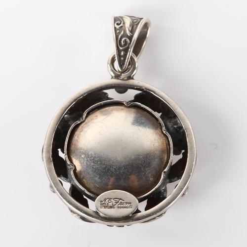 1265 - NIELS ERIK FROM - an Art Nouveau Danish sterling silver and amber floral pendant, height 35.4mm, 7.6... 