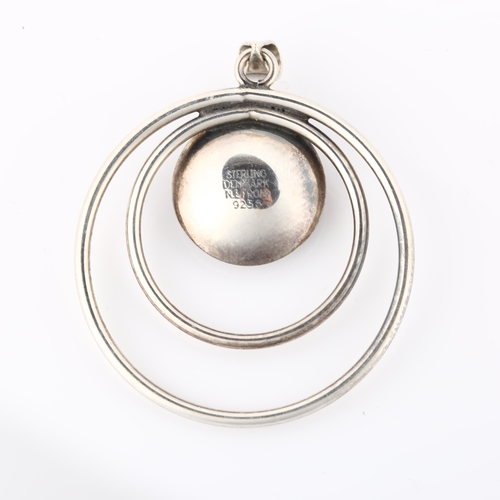 1266 - NIELS ERIK FROM - a Danish modernist sterling silver and amethyst pendant, height 42.7mm, 6.1g