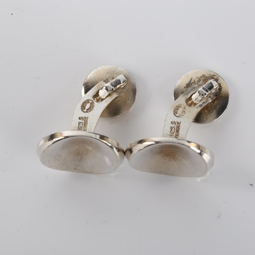 1267 - GEORG JENSEN - a pair of Danish modernist sterling silver cufflinks, designed by Nanna Ditzel, model... 