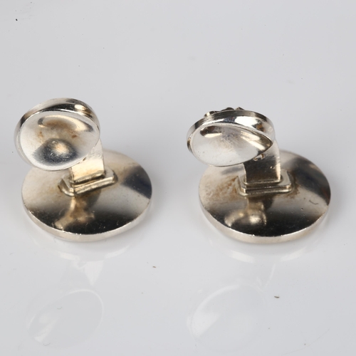 1267 - GEORG JENSEN - a pair of Danish modernist sterling silver cufflinks, designed by Nanna Ditzel, model... 