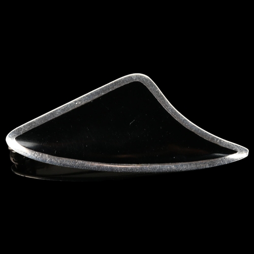 1271 - E DRAGSTED - a Danish modernist sterling silver and black enamel wing brooch, length 47.3mm, 7.6g