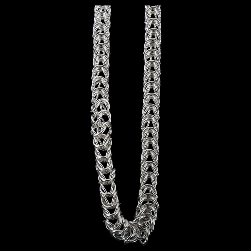 1283 - A heavy handmade silver hoop link chain necklace, by Claude Wilkes, hallmarks London 2017, necklace ... 