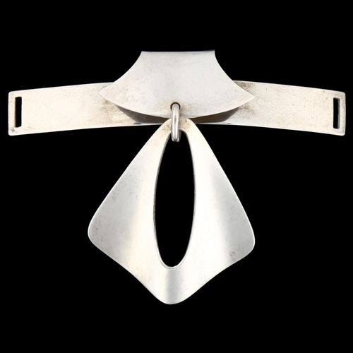 1292 - NIELS ERIK FROM - a Danish modernist sterling silver Delta wing collar pendant, height 61.8mm, 17.8g