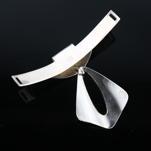 1292 - NIELS ERIK FROM - a Danish modernist sterling silver Delta wing collar pendant, height 61.8mm, 17.8g