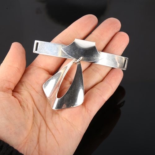 1292 - NIELS ERIK FROM - a Danish modernist sterling silver Delta wing collar pendant, height 61.8mm, 17.8g