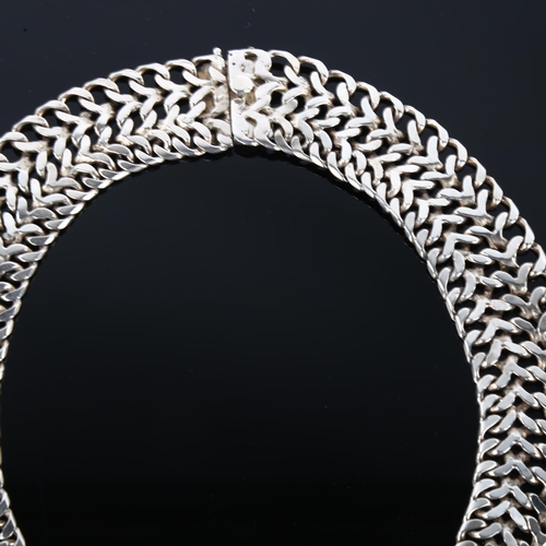 1293 - A heavy Mexican sterling silver curb link chain necklace, possibly by Miguel Melendez, necklace leng... 