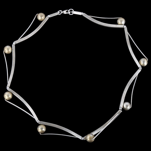 1294 - A sterling silver and silver-gilt abstract necklace, with ball design, necklace length 40cm, 29.7g